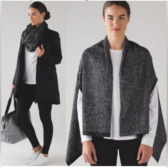 Lululemon Vinyasa Wrap Scarf Jacquard Black Arm Holes Convertible Rulu Fabric - Picture 2 of 12